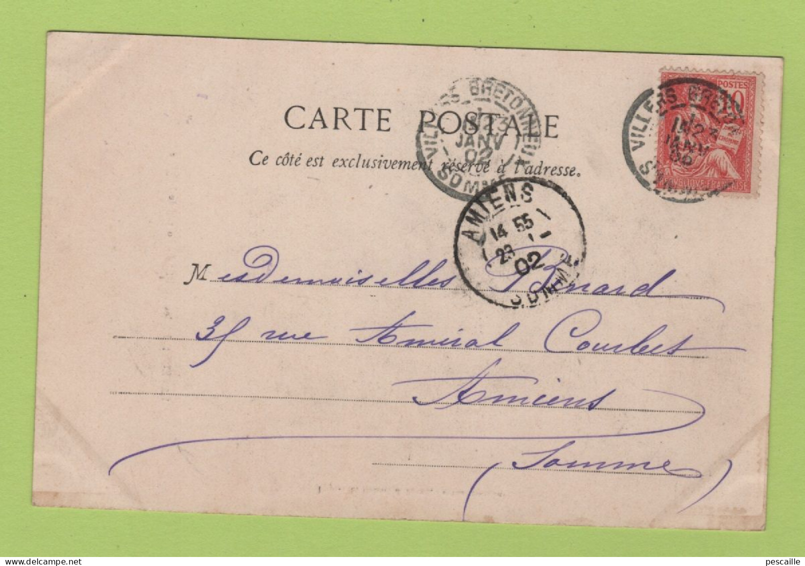80 SOMME - CP LANEUVILLE LES CORBIE - PORTAIL DE L'EGLISE - IMP. LIB. DUBOIS & BLEUX - CIRCULEE EN 1902 - Corbie