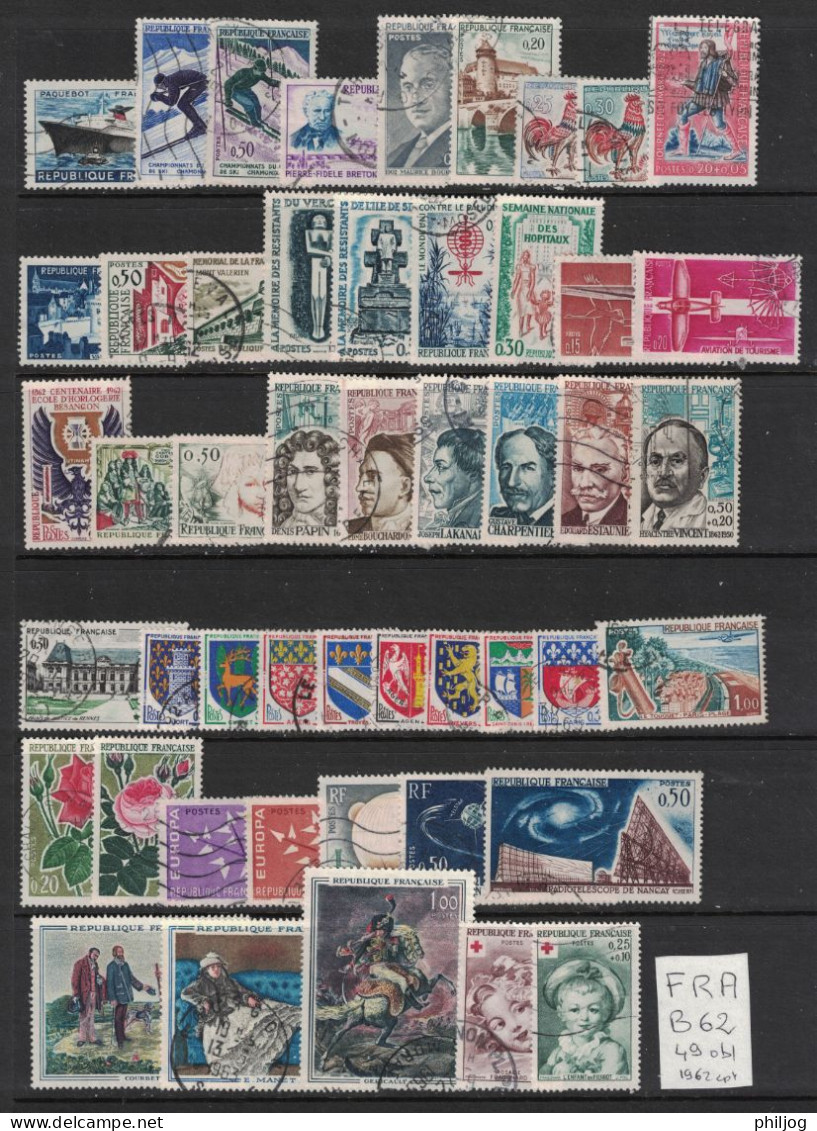 France - Année Complète Oblitérée 1962 - Oblitéré - Yvert 1325-1367- Complete Used Year 1962 - 1960-1969