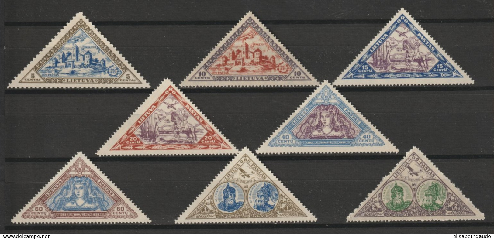 1933 - LITUANIE - SERIE COMPLETE POSTE AERIENNE N°68/75 * MLH - COTE = 55 EUR. - Lituania