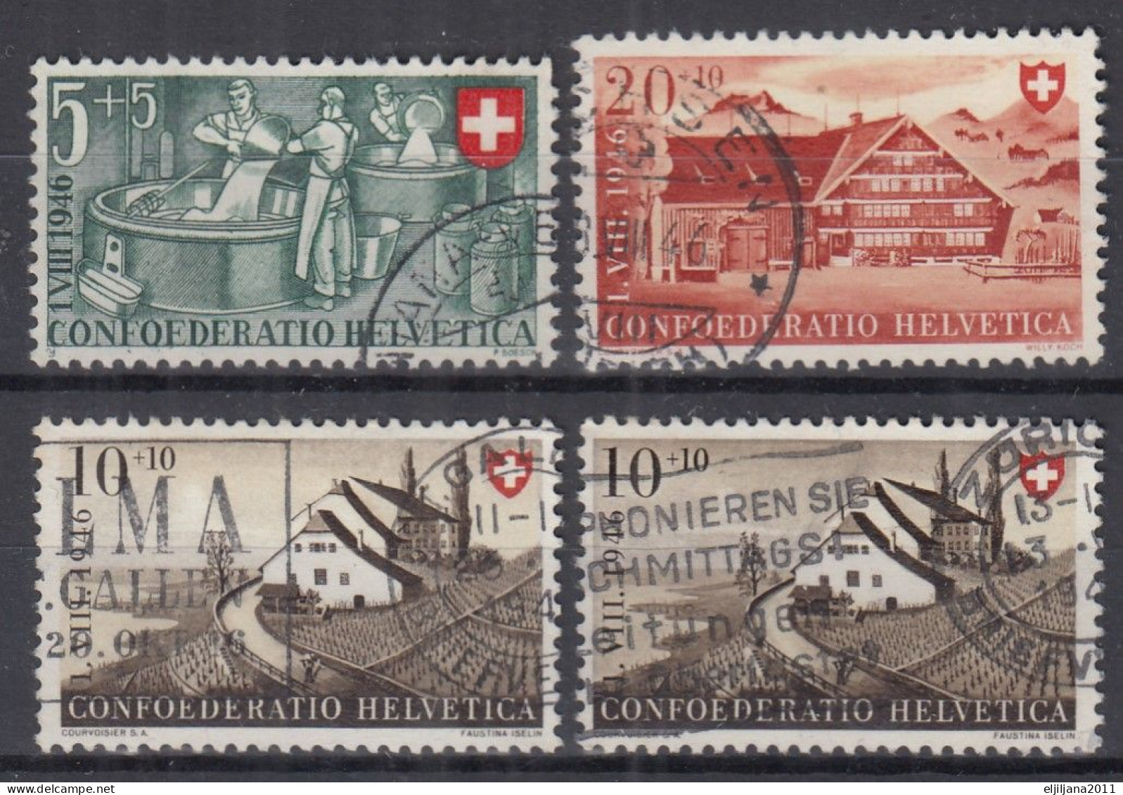 Switzerland / Helvetia / Schweiz / Suisse 1946 ⁕ Pro Patria Mi.471-473 ⁕ 4v Used - Usati