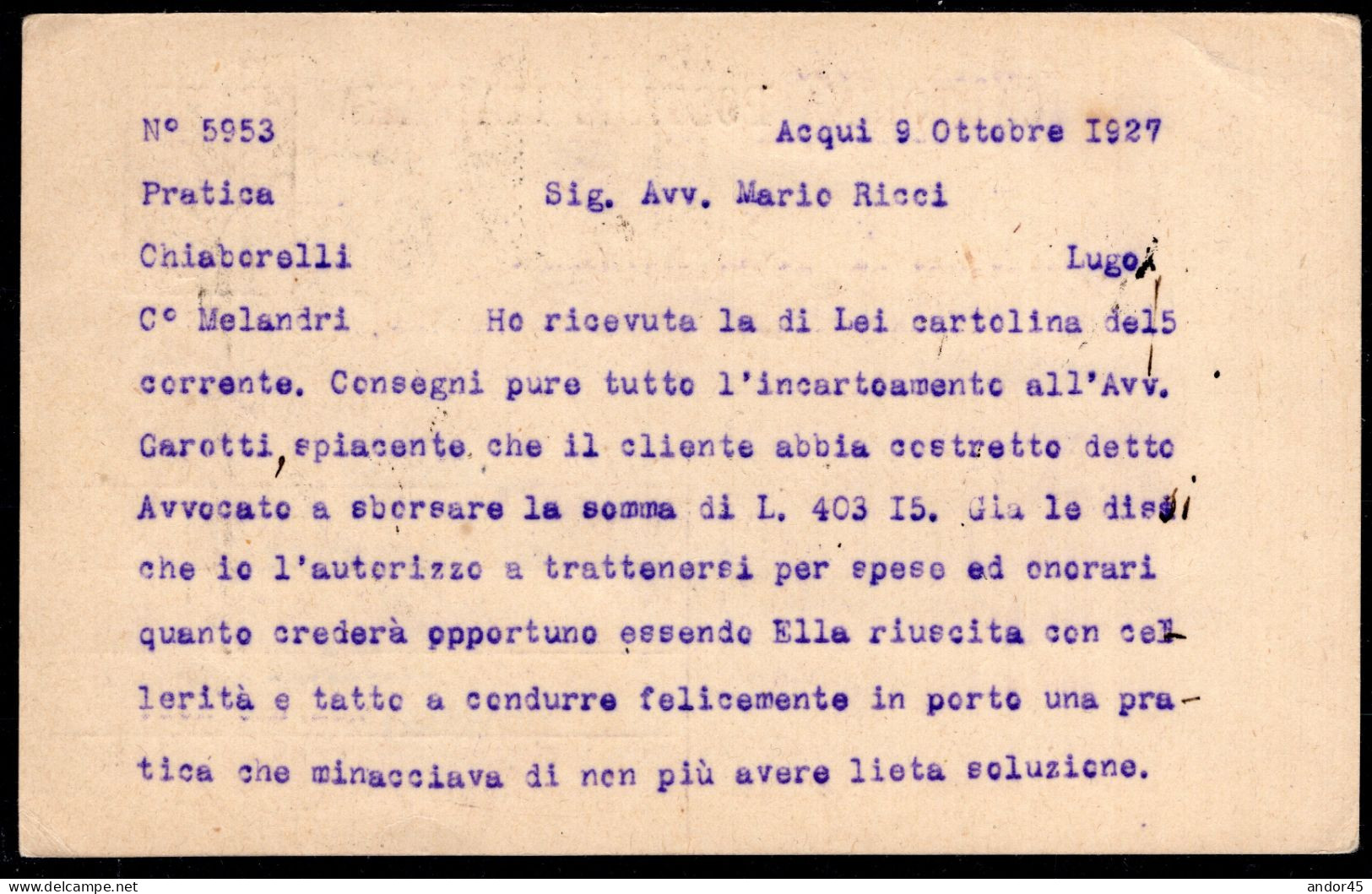 1927 10 OTT  C.30 SASS.C61A "MICHETTI"USATO SU CARTOLINA POSTALE  DA AQUI X RAVENNA   MOLTO BELLA - Interi Postali