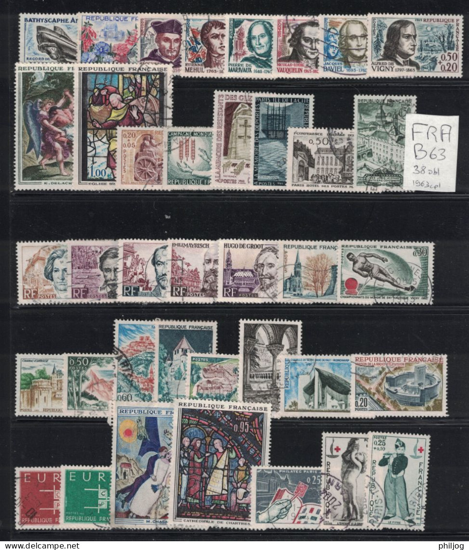 France - Année Complète Oblitérée 1963 - Oblitéré - Yvert 1368-1403- Complete Used Year 1963 - 1960-1969