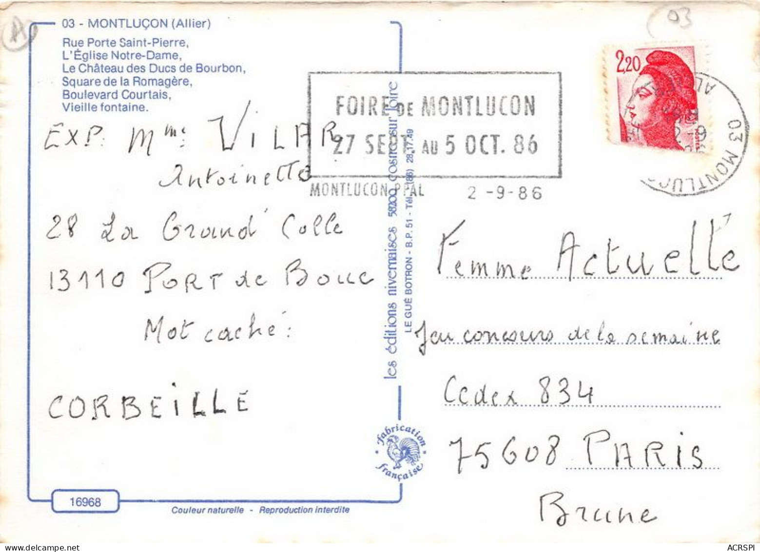 MONTLUCON Rue Porte Saint Pierre L Eglise Notre Dame Le Chateau Des Ducs De Bourbon 2(scan Recto-verso) MA1623 - Montlucon