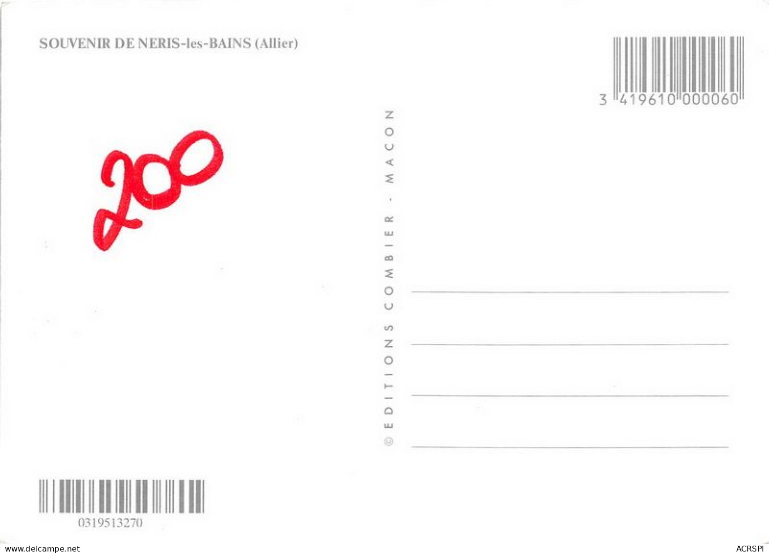 Souvenir De NERIS LES BAINS 8(scan Recto-verso) MA1620 - Neris Les Bains