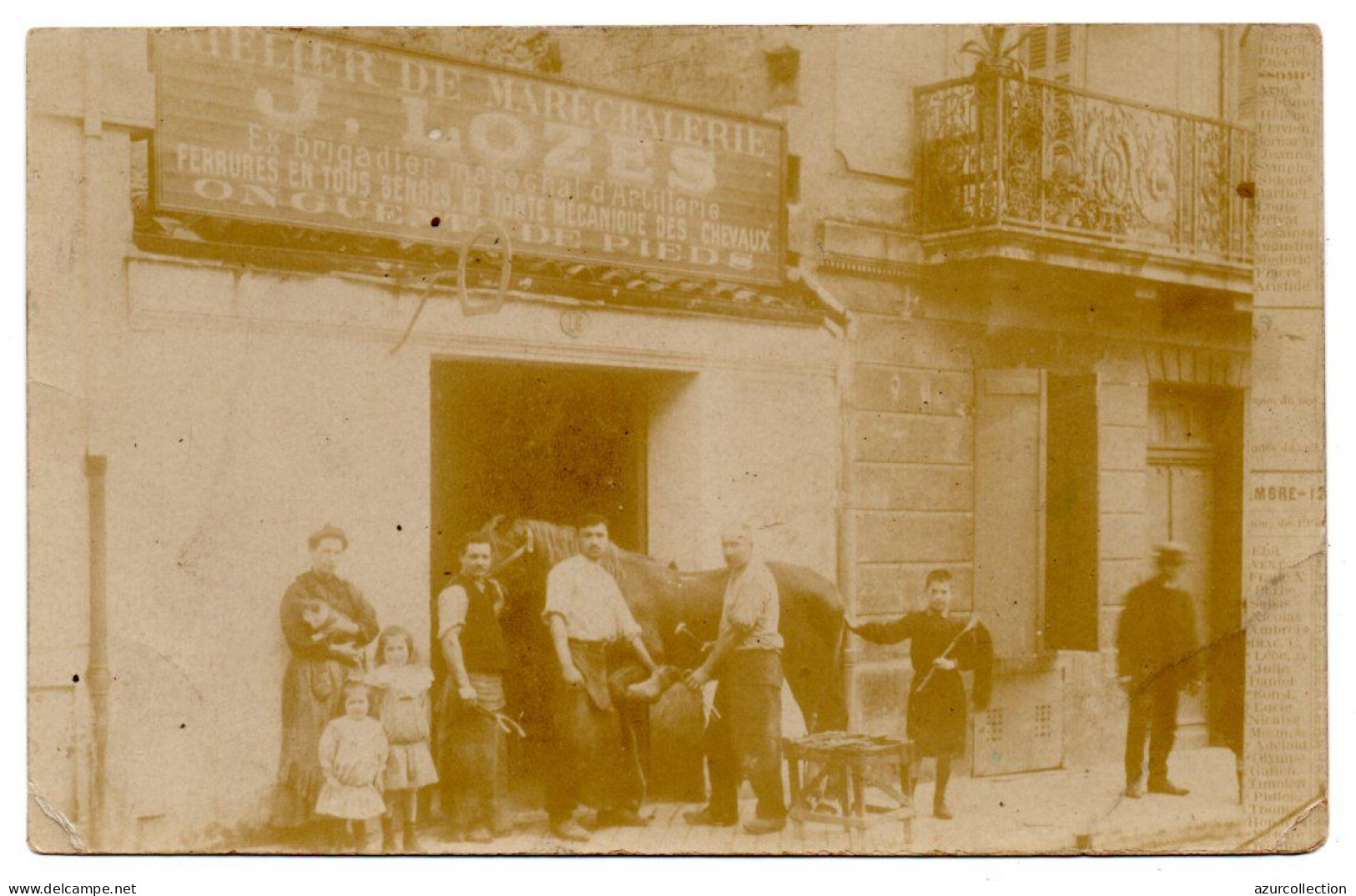 Maréchal Ferrant. Maréchalerie Lozès.  Ex Brigadier Maréchal D'artillerie. Carte Photo Animée Non Située - Artesanal