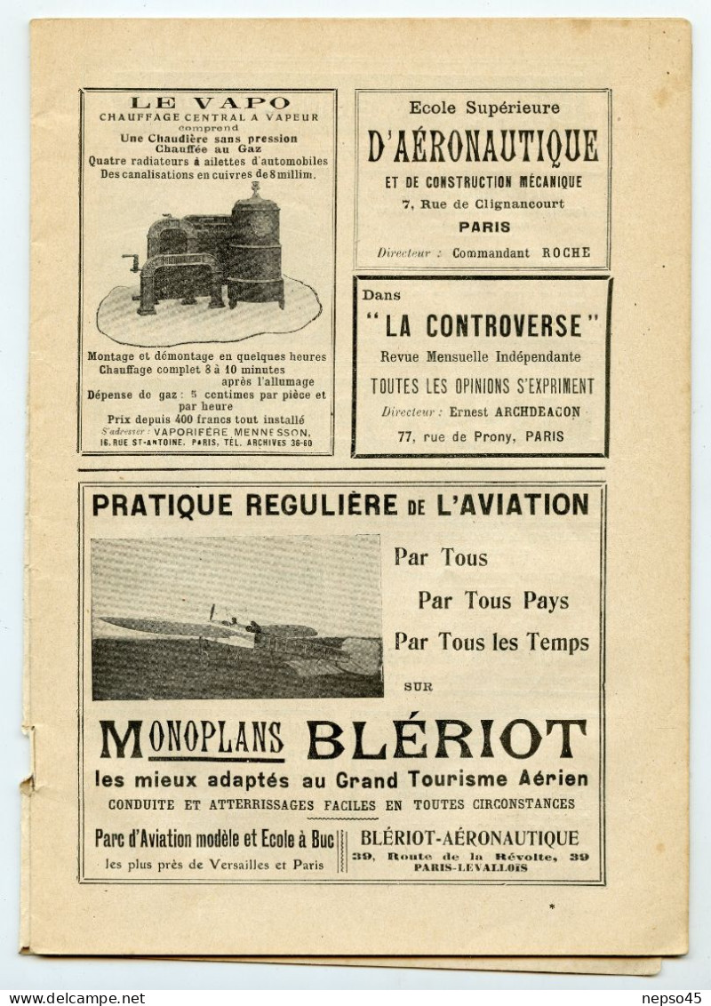 Revue Aérienne.Publie Bulletin Officiel De La Ligue Nationale Aérienne.Année 1913.avion. - Francese