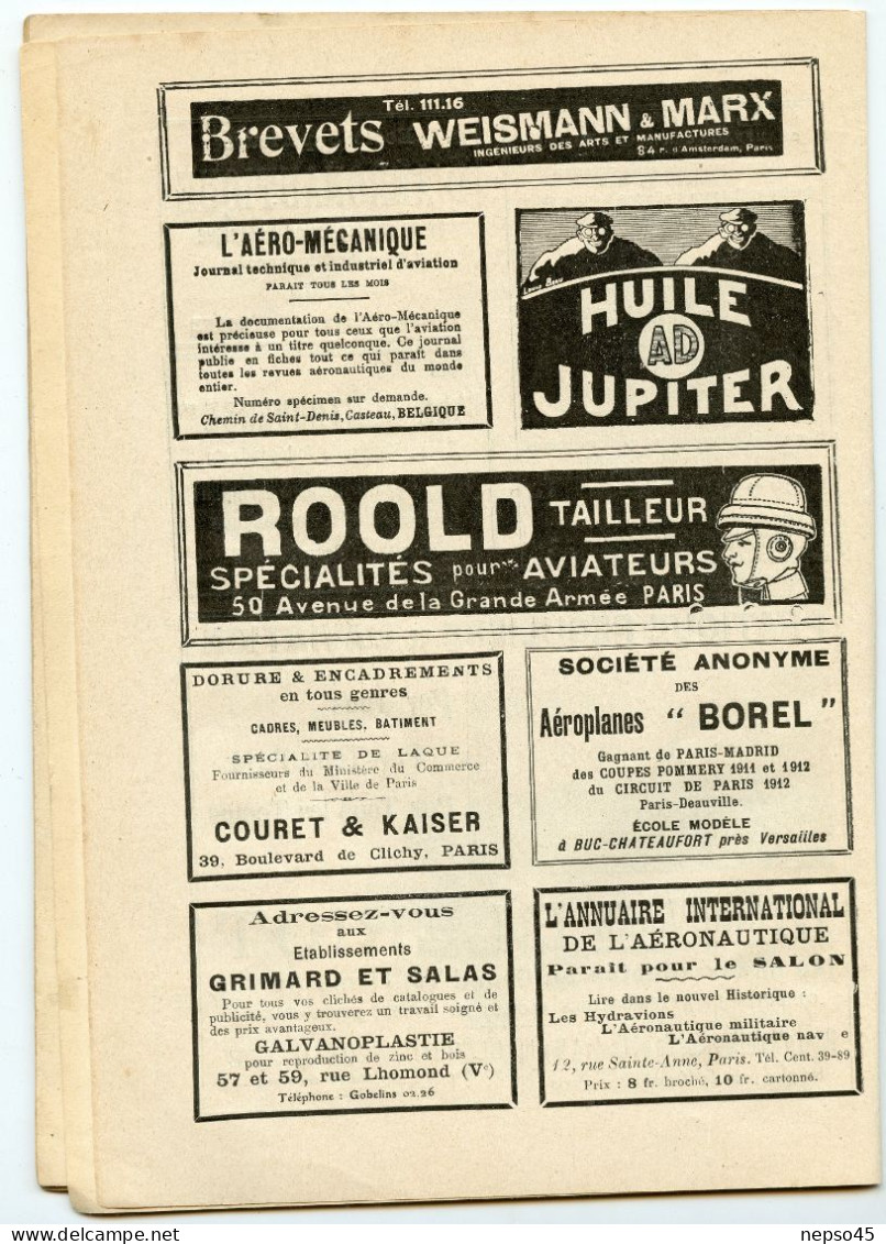 Revue Aérienne.Publie Bulletin Officiel De La Ligue Nationale Aérienne.Année 1913.avion. - Français
