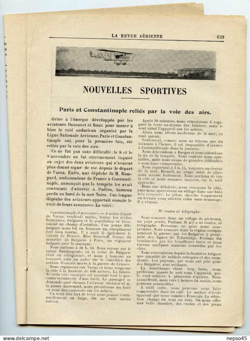 Revue Aérienne.Publie bulletin officiel de la Ligue Nationale Aérienne.Année 1913.avion.