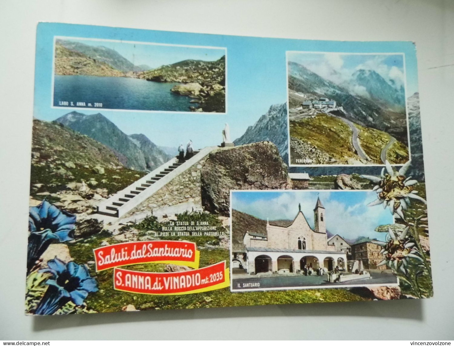 Cartolina Viaggiata "Saluti Dal Santuario Di S. Anna In Vinadio" Vedutine  1962 - Cuneo