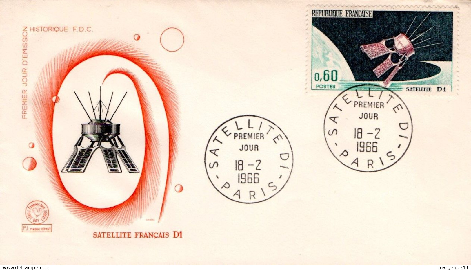 FDC 1966 SATELITTE D1 - 1960-1969