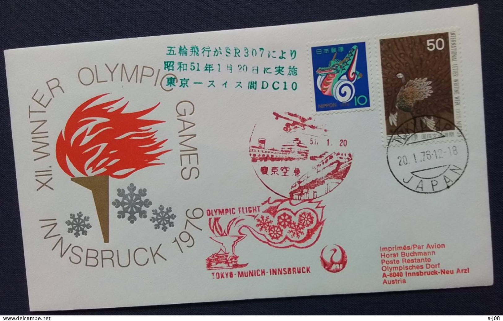 JAPON 1976  Flamme Olympique Pour Les Jeux Olympique De 1976 - Altri & Non Classificati