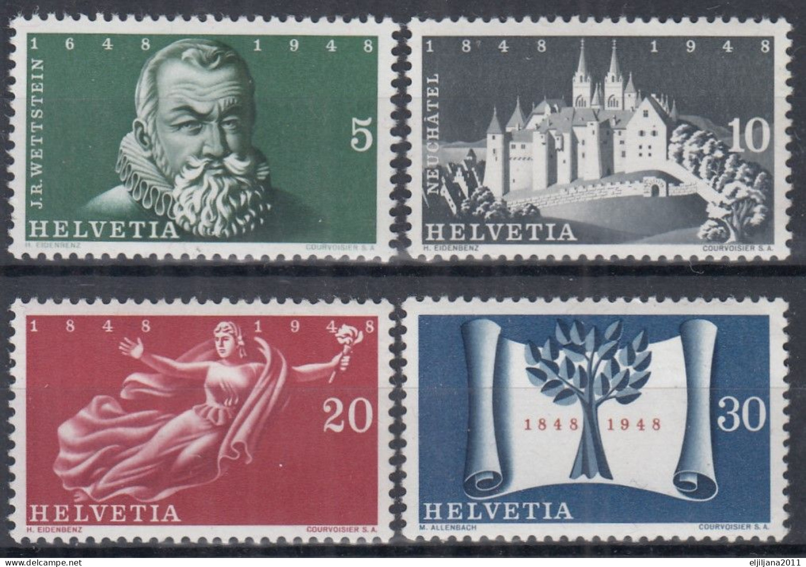 Switzerland / Helvetia / Schweiz / Suisse 1948 ⁕ 100 Years Of The Swiss Federal State Mi.496-499 ⁕ 4v MNH - Ungebraucht