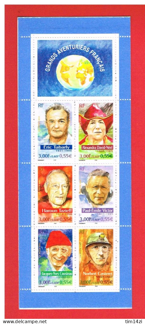 FRANCE - 2000 - CARNET COMMEMORATIF - BC3348** NON PLIEE - Personnages Célèbres - AVENTURIERS - Y & T - COTE : 11 Euros - Commemoratives