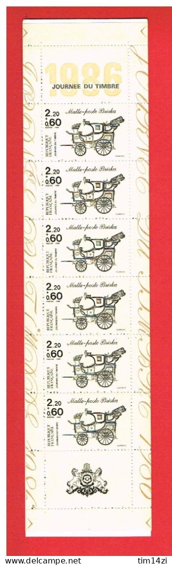 FRANCE 1986 - CARNET JOURNEE DU TIMBRE - BC 2411A - NEUF** MALLE-POSTE BRISKA -  Y.&.T - Cote : 7.00 € - Stamp Day