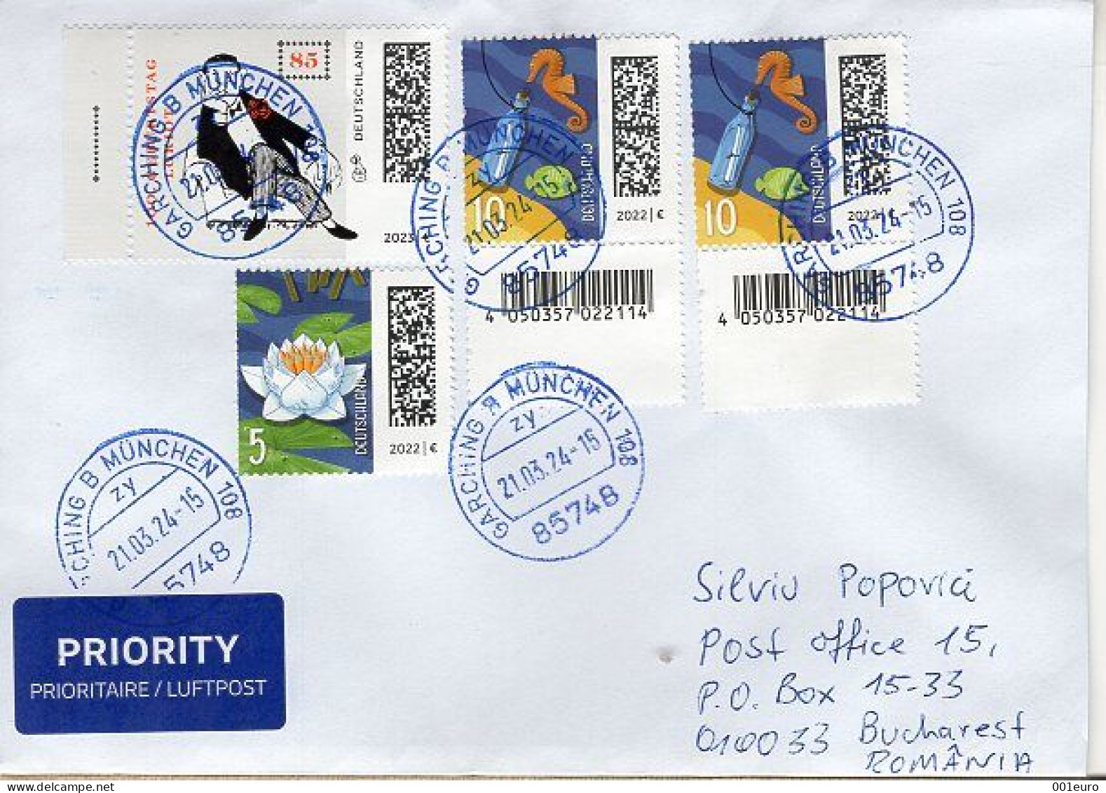 GERMANY 2023:  Cover Circulated To Romania - Registered Shipping! - Used Stamps