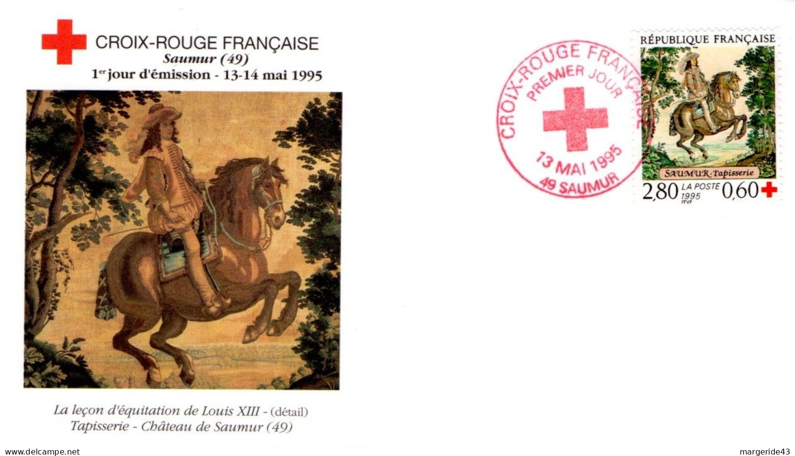 FDC 1995 CROIX ROUGE - TAPISSERIE DE SAUMUR - 1990-1999