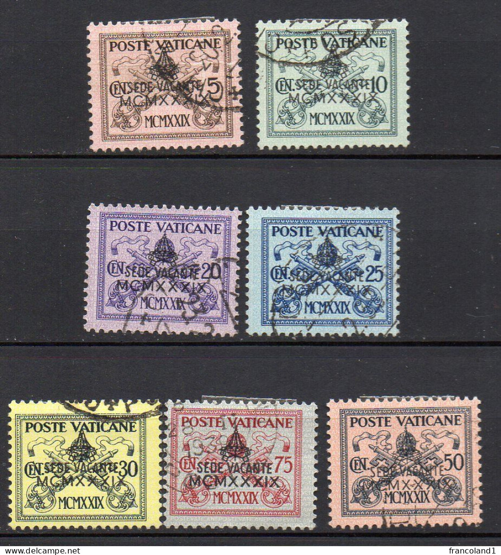 1939 Vaticano Sede Vacante N  61 - 67 Serie Completa Timbrata Used - Usati