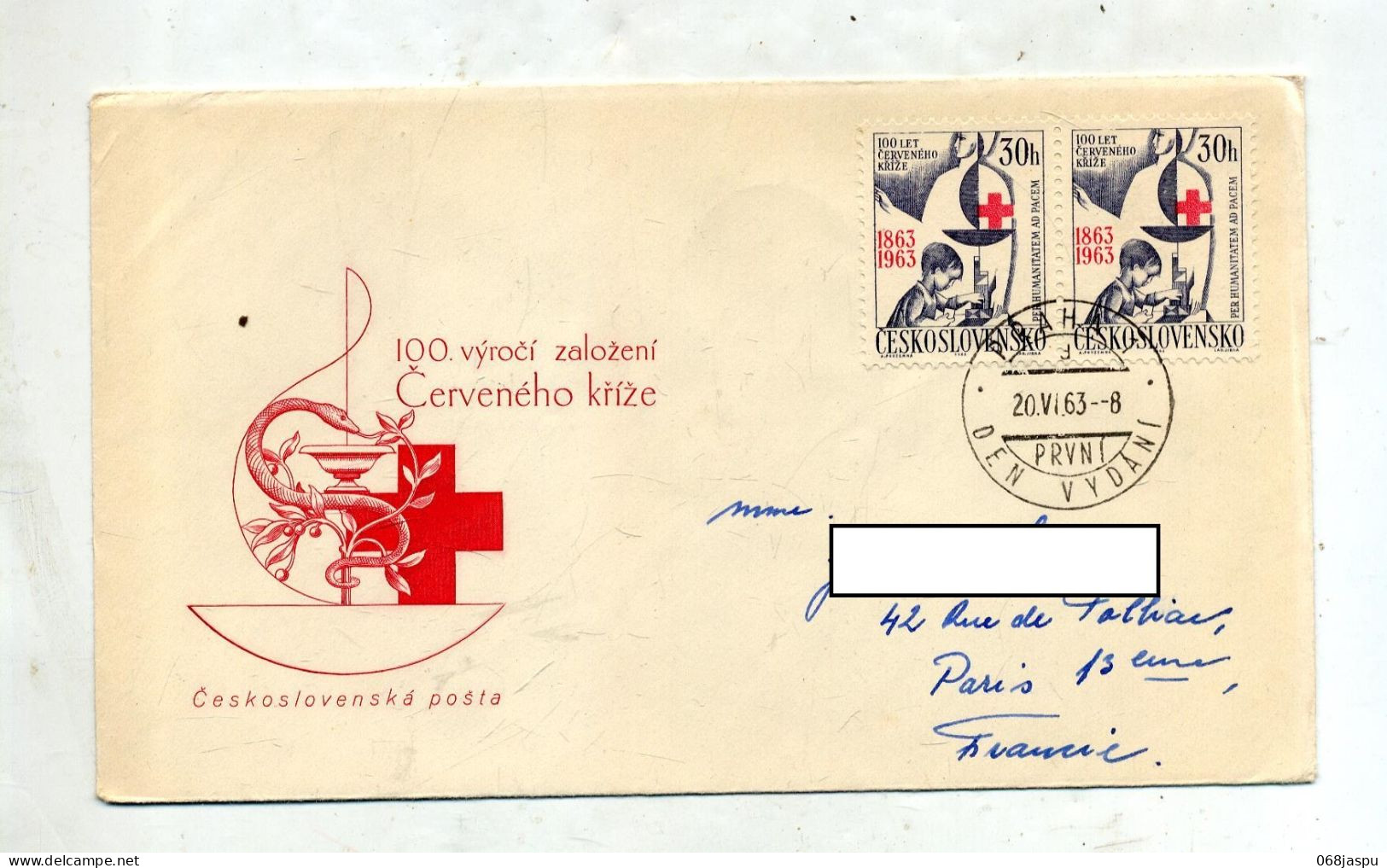 Lettre Cachet Prague Sur Croix Rouge - Storia Postale