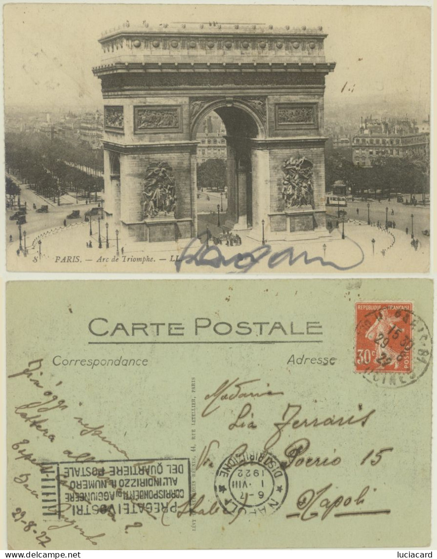 PARIS -ARC DE TRIOMPHE 1922 - Arc De Triomphe