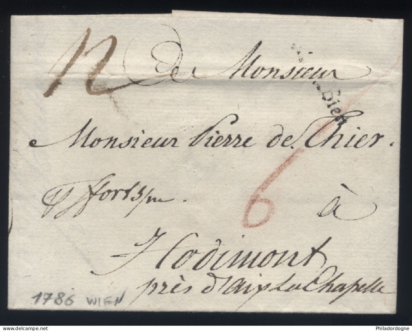 LaC Vienne Wien Pour Hodimont Belgique Près Aix La Chapelle Allemagne - 03/1786 - ...-1850 Prephilately