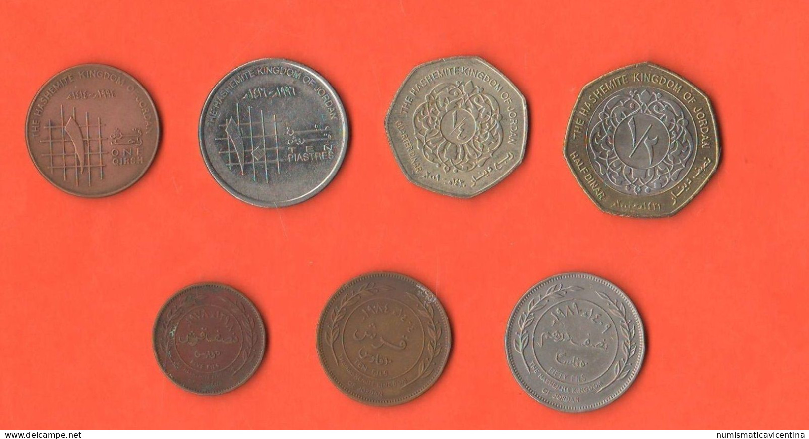 Giordania 7 Monete Jordan 7 Coins Not Classified Dinars Piastres Qirh Fils - Jordanië