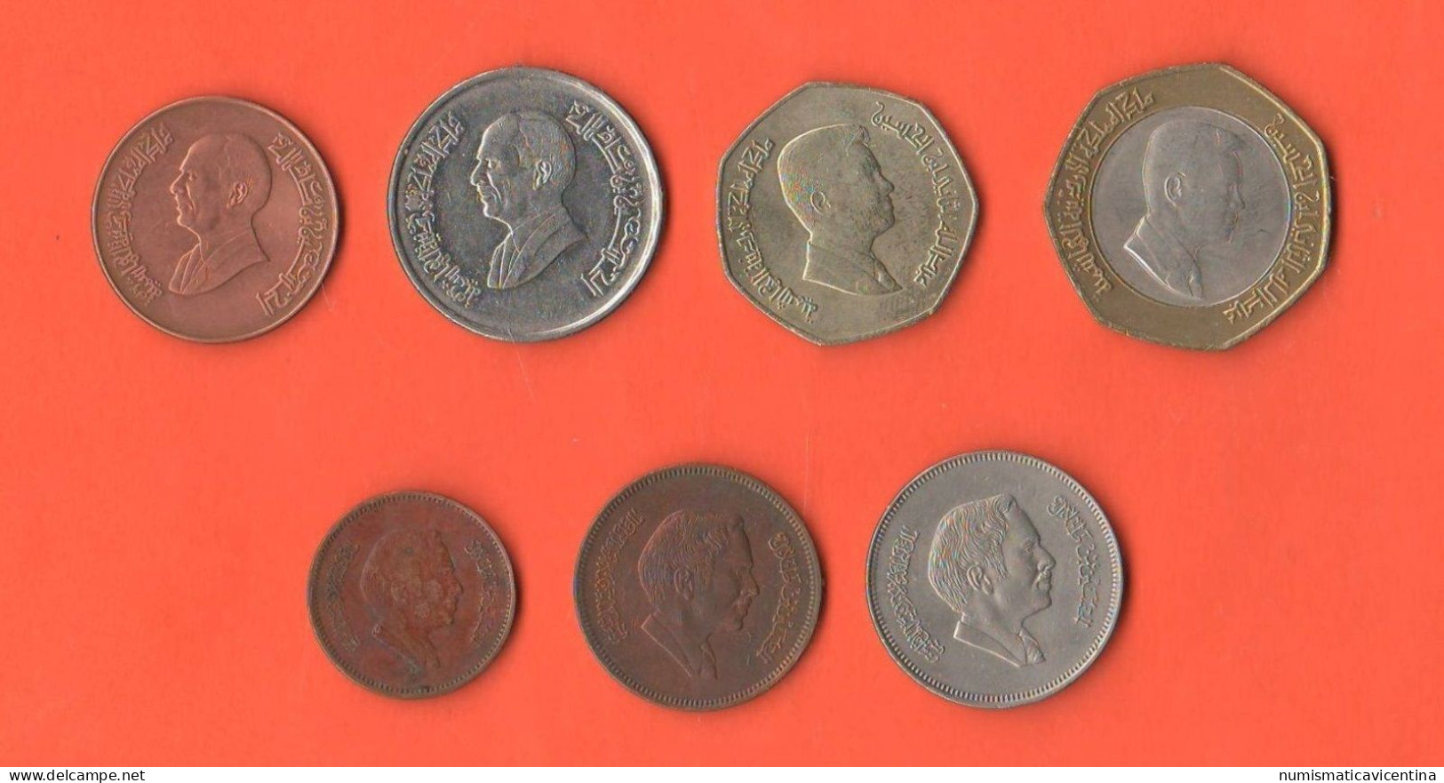 Giordania 7 Monete Jordan 7 Coins Not Classified Dinars Piastres Qirh Fils - Jordanië