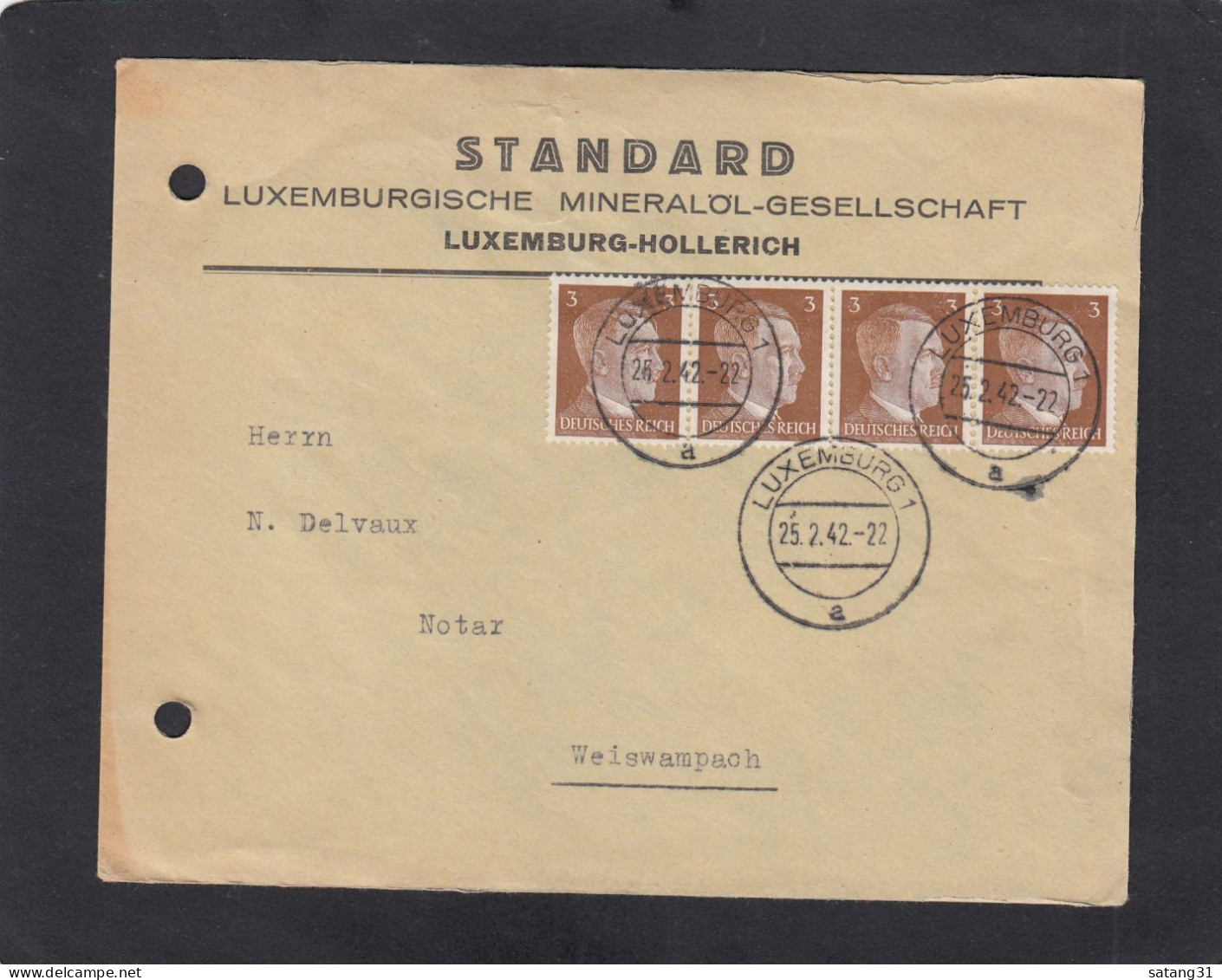 STANDARD LUXEMBURGISCHE MINERALÖL GESELLSCHAFT.BRIEF NACH WEISWAMPACH,1942. - 1940-1944 Ocupación Alemana