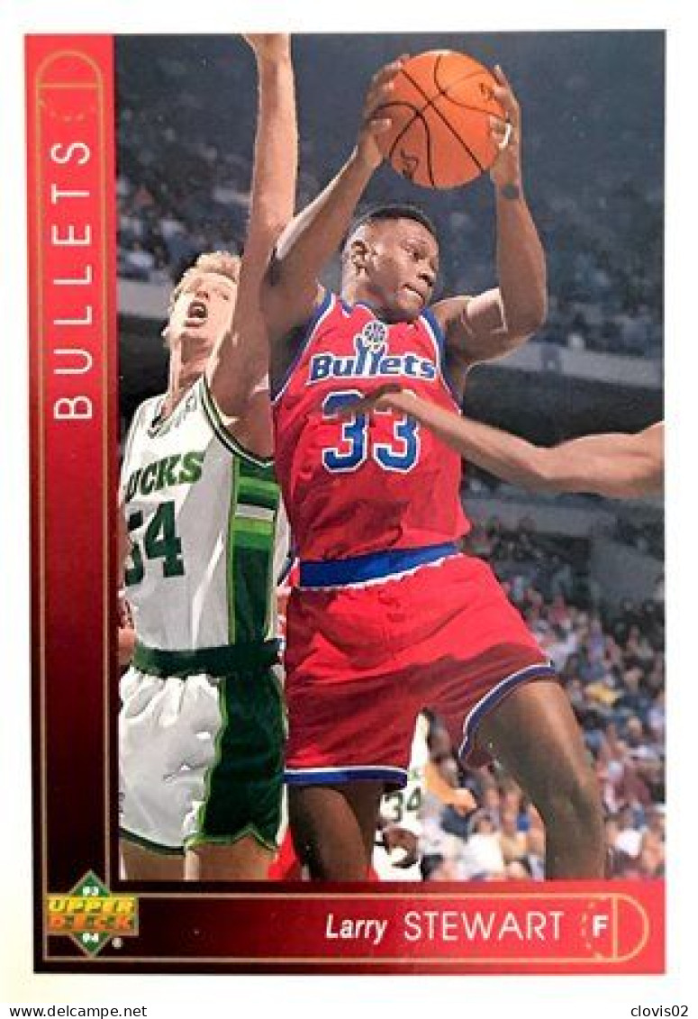 84 Larry Stewart - Washington Bullets - Carte Upper Deck NBA 1993 - Sonstige & Ohne Zuordnung