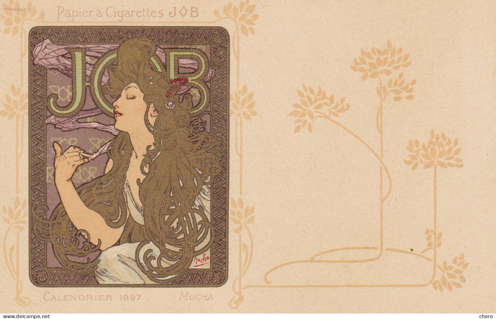 ILLUSTRATEUR - Alphonse MUCHA - Papier à Cigarettes JOB - Calendrier 1897 - CPA EXCELLENT ETAT - NON VOYAGEE, NON ECRITE - Mucha, Alphonse