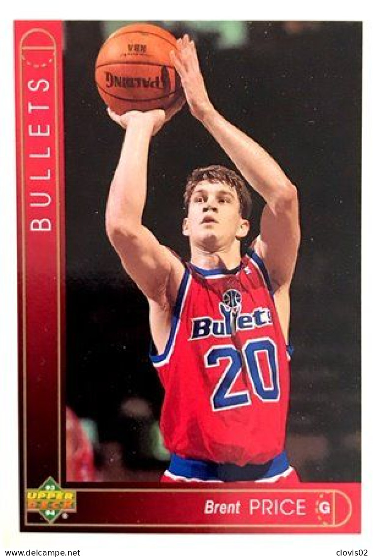 91 Brent Price - Washington Bullets - Carte Upper Deck NBA 1993 - Sonstige & Ohne Zuordnung