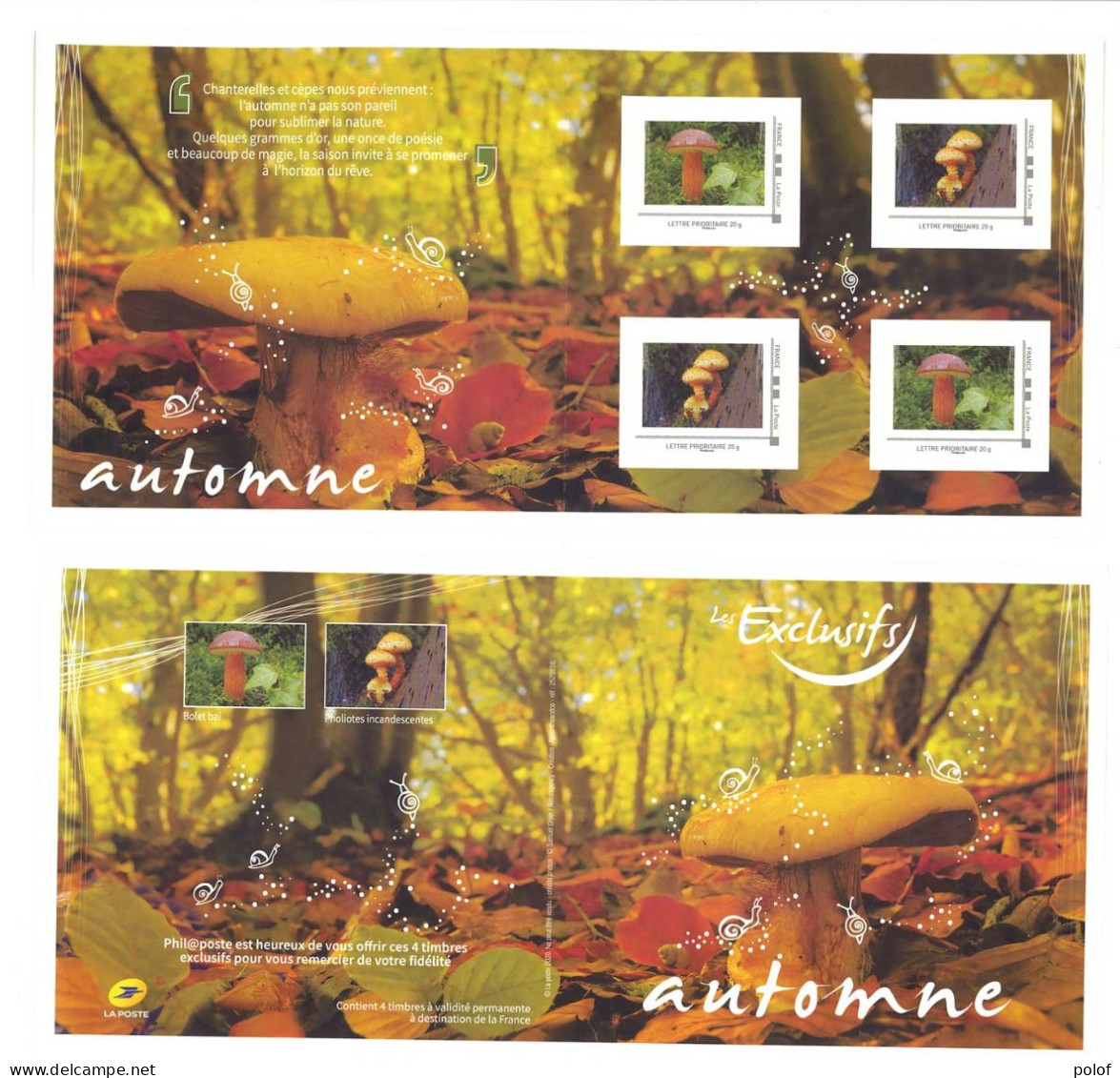 COLLECTOR - Les Exclusifs - Automne (Champignons)  - Timbres (Lettre Priritaire ) à Validité Permanente (C 56) - Collectors