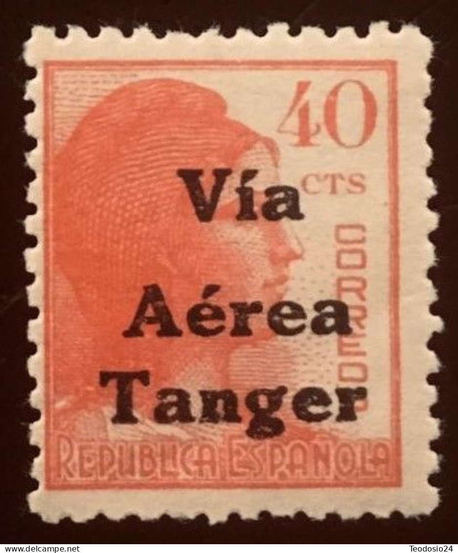 Spain Marruecos Tanger Aereo 1939. TANGER. Via / Aérea / Tanger. 40 CTS. NOT ISSUED. - Spanisch-Marokko