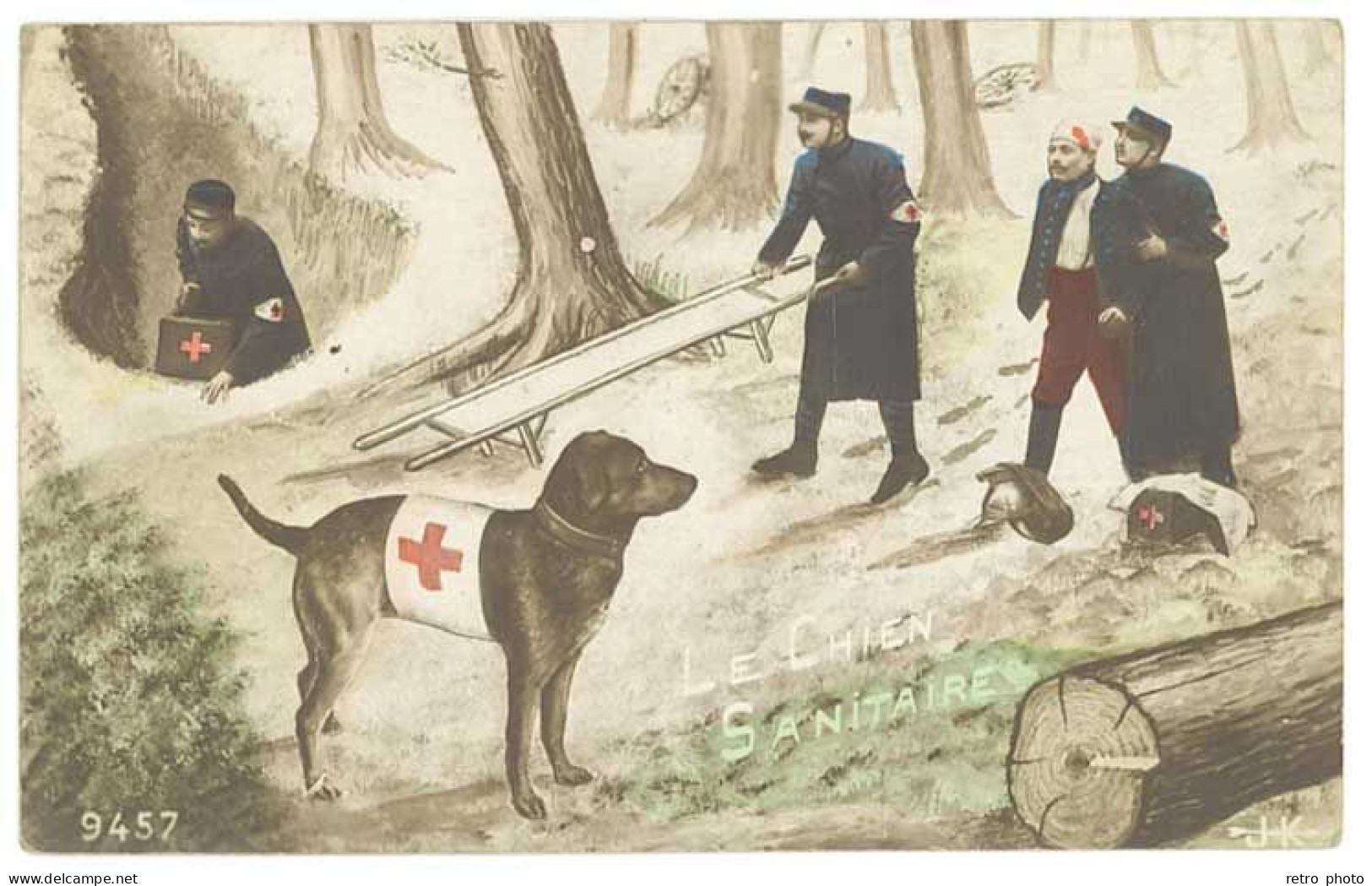 Cpa Patriotique - Le Chien Sanitaire ( Croix Rouge, Brancardiers )  (MI) - Heimat