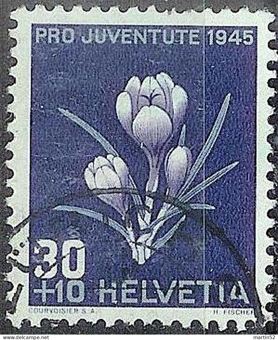 Schweiz Pro Juventute 1945: Frühlings-Safran Zu WI 116 Mi 468 Yv 426 Mit Halbmond-Stempel ZÜRICH 6 (Zu CHF 15.00) - Used Stamps