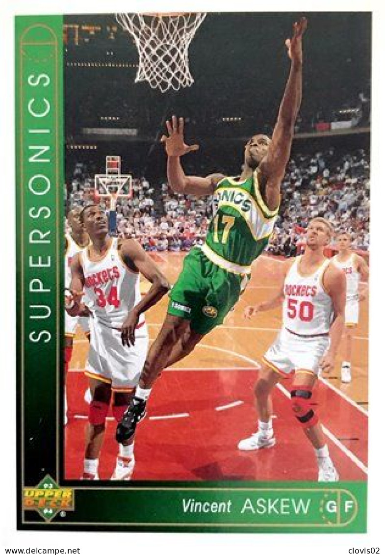 138 Vincent Askew - Seattle SuperSonics - Carte Upper Deck NBA 1993 - Autres & Non Classés