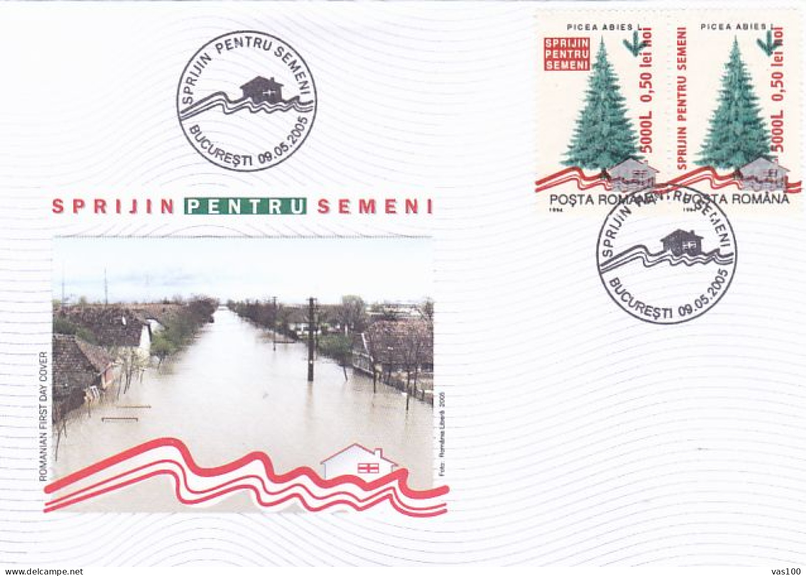 SUPPORT FLOOD VICTIMS, COVER FDC, 2005, ROMANIA - FDC