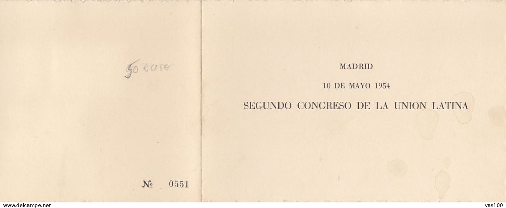 SECOND CONGRESS OF LATIN UNION,L MADRIS, ROMANIANS IN EXILE IN SPAIN, BOOKLET, 1954, ROMANIA - Hojas Bloque