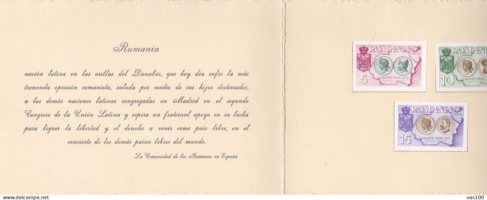 SECOND CONGRESS OF LATIN UNION,L MADRIS, ROMANIANS IN EXILE IN SPAIN, BOOKLET, 1954, ROMANIA - Hojas Bloque