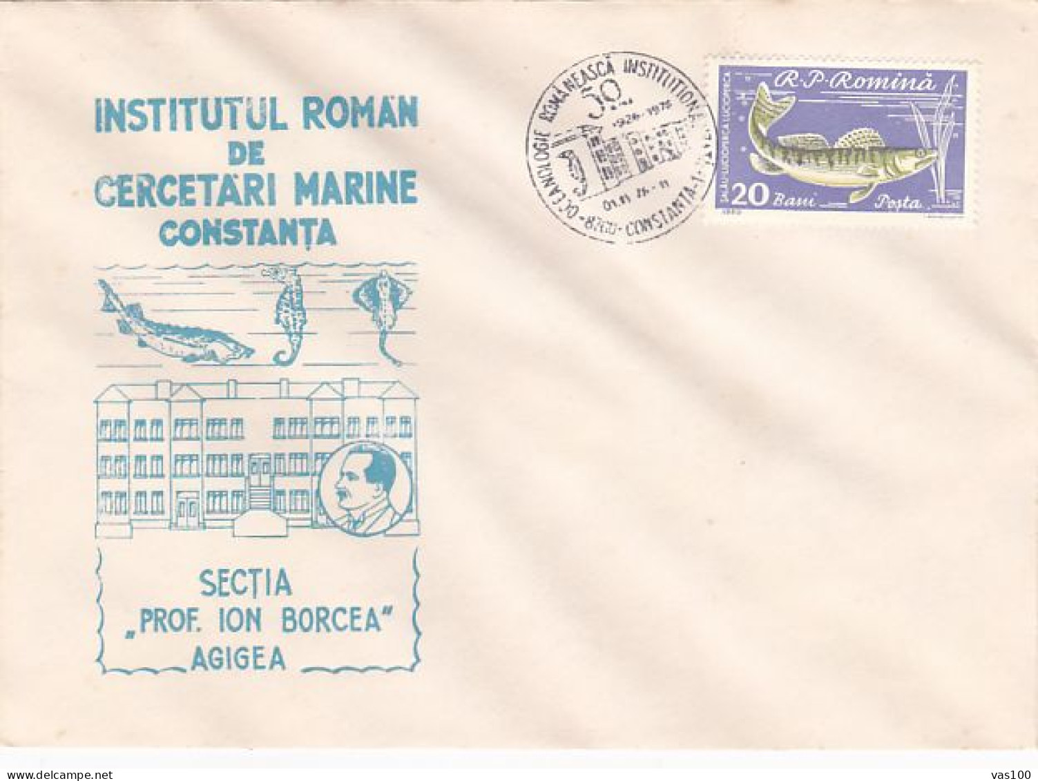 ANIMALS, MARINE LIFE, CONSTANTA MARINE RESEARCH INSTITUTE, SPECIAL COVER, 1976, ROMANIA - Meereswelt