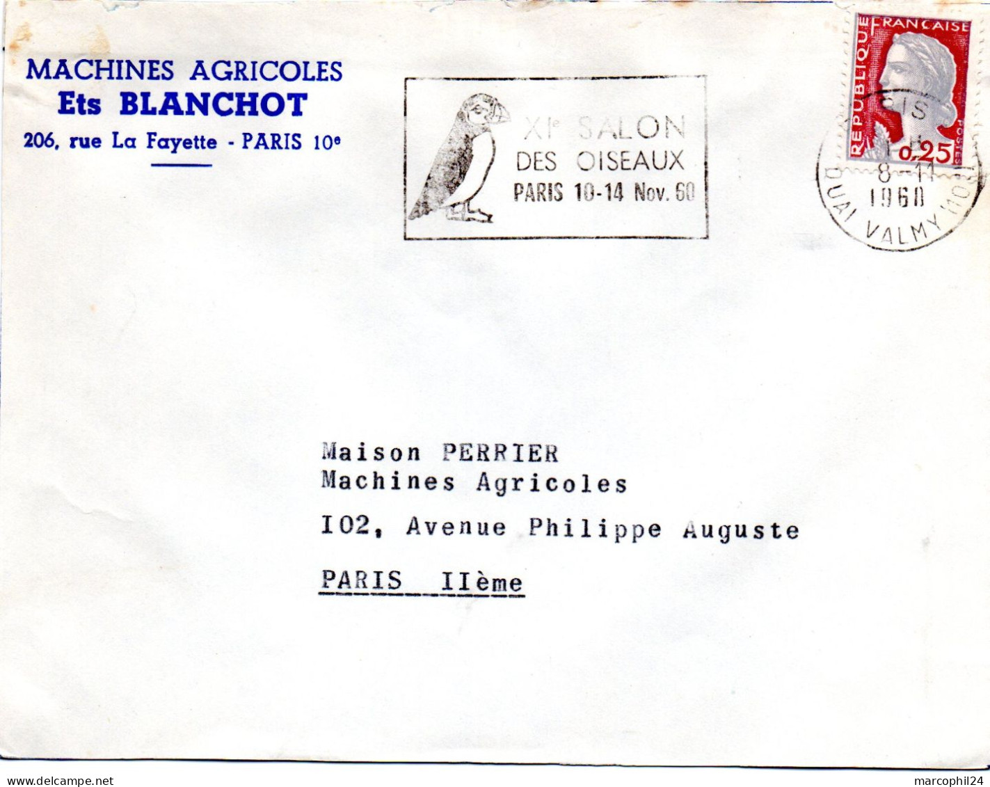 OISEAU / MACAREUX = 75 PARIS 1960 = FLAMME SECAP Illustrée =  SALON Des OISEAUX - Afstempelingen & Vlagstempels