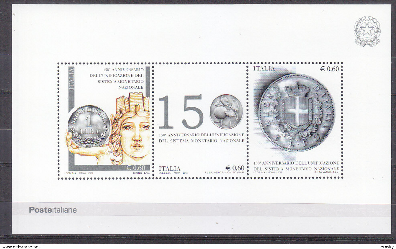 A1499 - ITALIA BF Unificato N°74 ** LIRA - Blokken & Velletjes