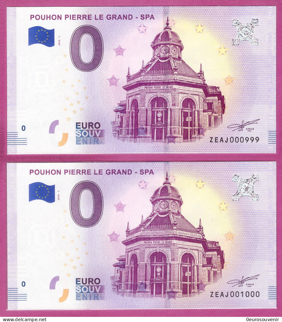 0-Euro ZEAJ 2018-1 # 999- #1000 ! POUHON PIERRE LE GRAND - SPA - Essais Privés / Non-officiels