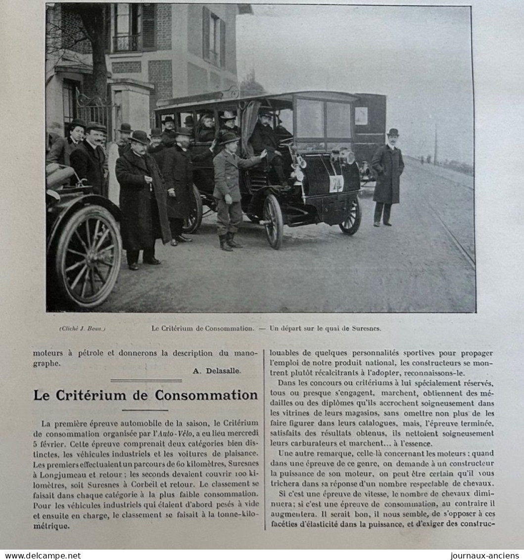 1902 LA LOCOMOTION - Bicyclette à Pétrole - Voiture DE DION BOUTON - SURESNES - CORBEIL - Criterium De Consommation - 1900 - 1949
