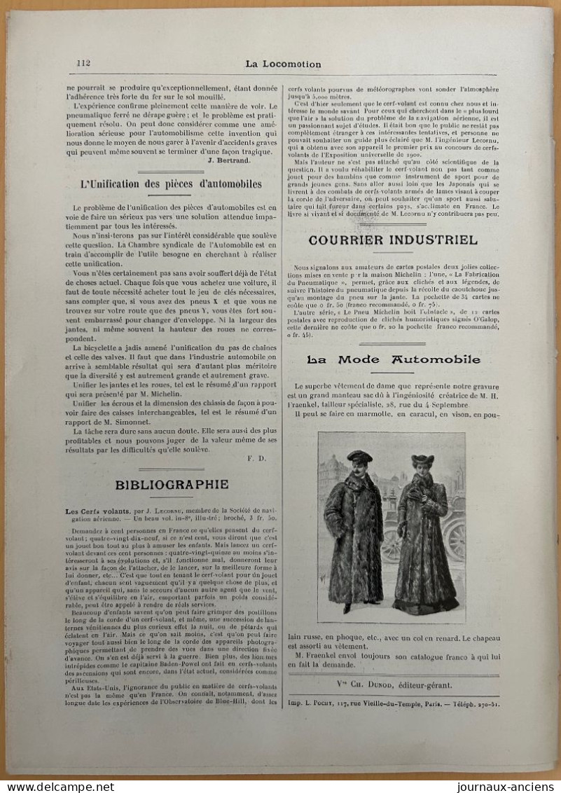 1902 LA LOCOMOTION - Bicyclette à Pétrole - Voiture DE DION BOUTON - SURESNES - CORBEIL - Criterium de Consommation