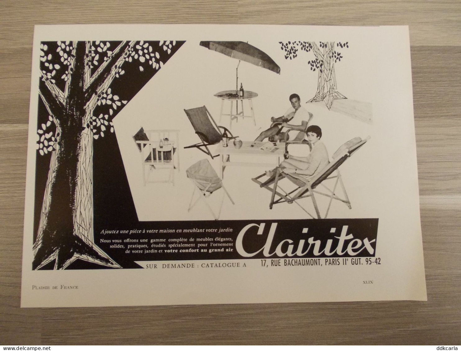 Reclame Advertentie Uit Oud Tijdschrift 1957 - Meubles De Jardin Clairitex - Publicités