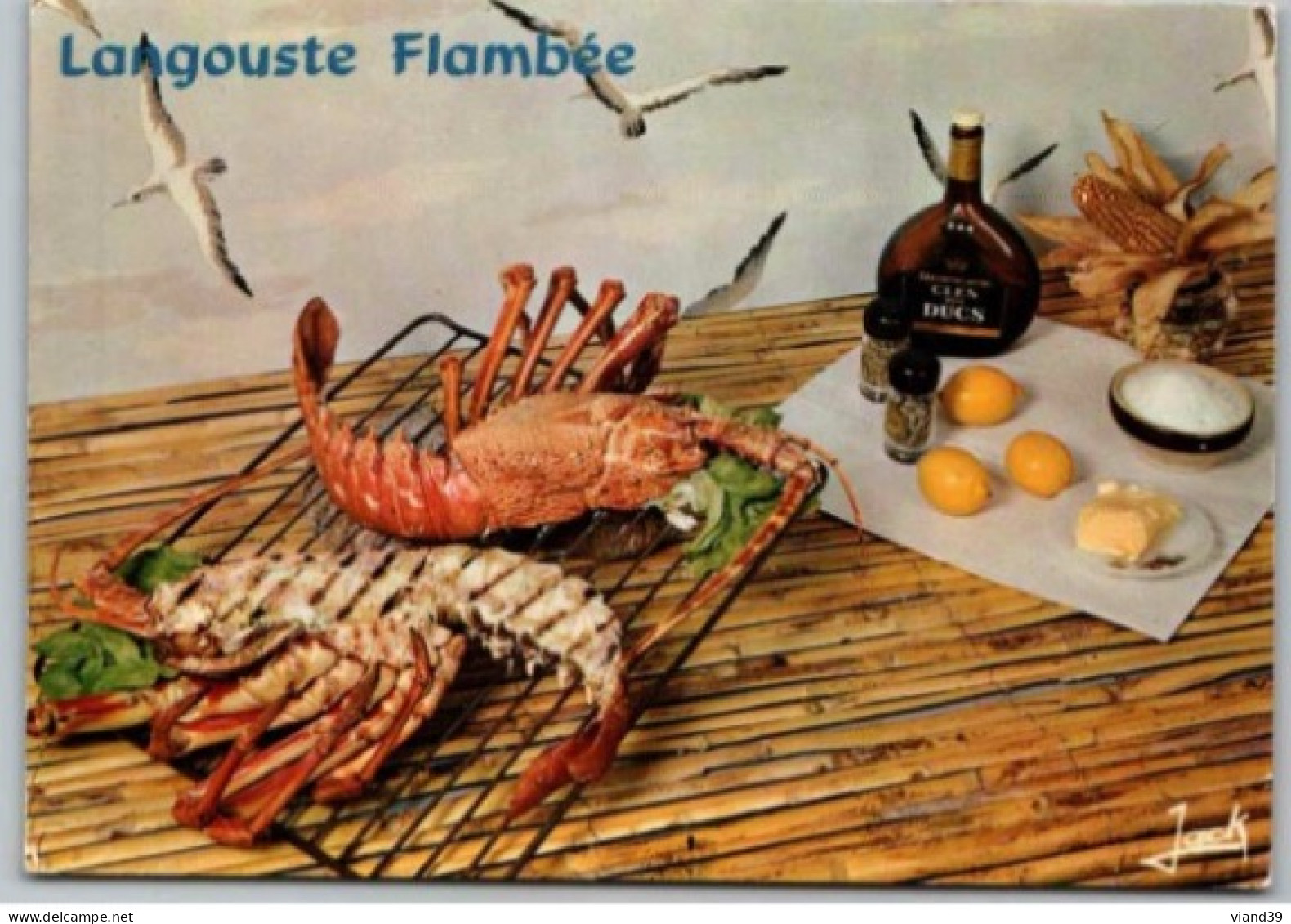 LANGOUSTE FLAMBÉE. -  Recettes De Cuisine Bretonne - CPM - Voir Scannes Recto-Verso - Recetas De Cocina