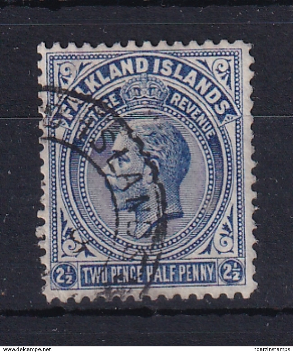 Falkland Is: 1912/20   KGV   SG63a    2½d   Deep Bright Blue [Perf: 14.1]     Used - Falklandeilanden