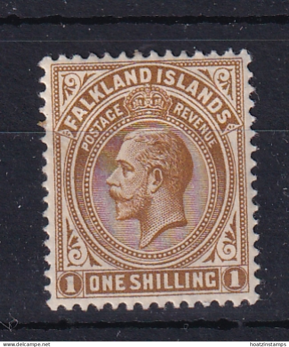 Falkland Is: 1912/20   KGV   SG65    1/-   Light Bistre-brown     MH - Falkland Islands