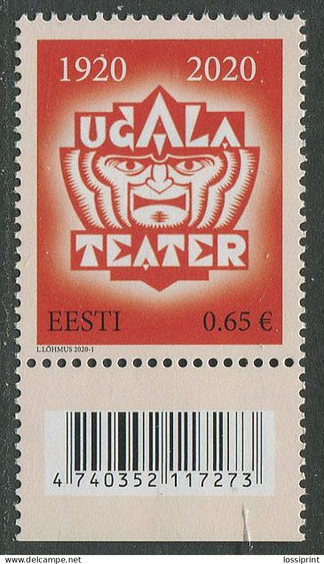 Estonia:Unused Stamp Viljandi Ugala Theatre 100 Years, 2020, MNH - Estonie