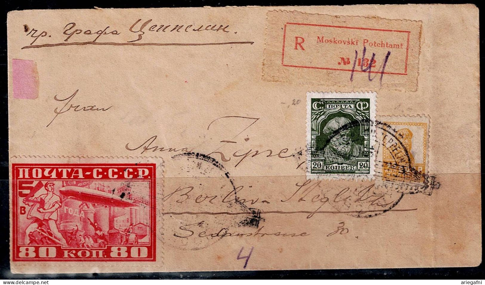 RUSSIA 1930 REGISTERED COVER GRAF ZEPPELIN SENT IN 12/9/30 FROM MOSCOW TO GERMANY VF!! - Lettres & Documents